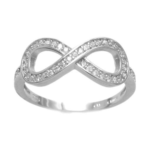 Radiant CZ encrusted infinity ring | Wholesale Sterling Silver Rings - Jewelry | Main photo