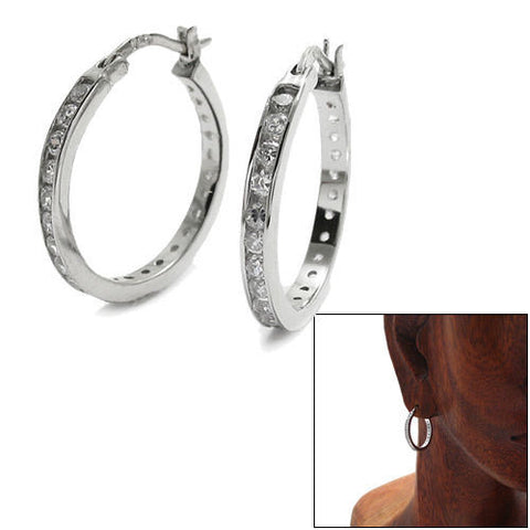 Chic CZ Eternity Hoop Earrings | Wholesale Sterling Silver Jewelry | Main