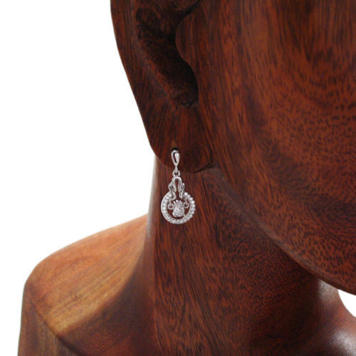 Dangling 0.25 Carat Pear Cut CZ with Clear Accents Earrings | Wholesale Sterling Silver Jewelry | Alternate