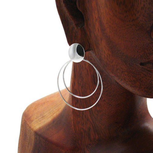 Dangling Circles Post Stud Earrings | Wholesale Sterling Silver Jewelry | Alternate