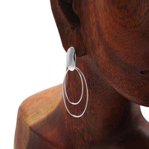 Lovely Dangling Ovals Post Stud Earrings | Wholesale Sterling Silver Jewelry | Alternate
