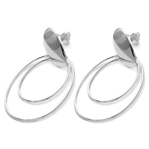 Lovely Dangling Ovals Post Stud Earrings | Wholesale Sterling Silver Jewelry | Main