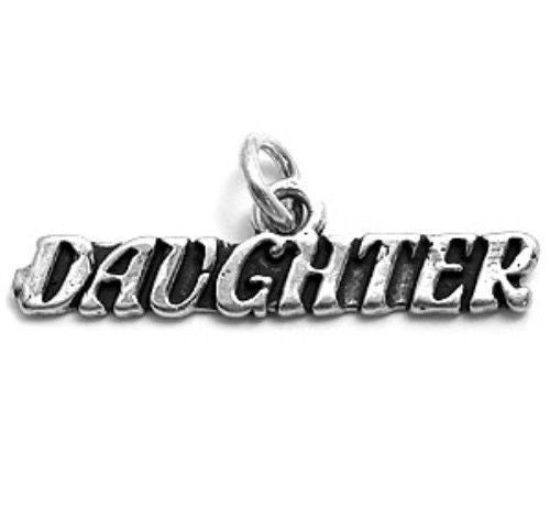 Sophisticated "Daughter" Calligraphy Charm. Wholesale Sterling Silver Charms - Jewelry
