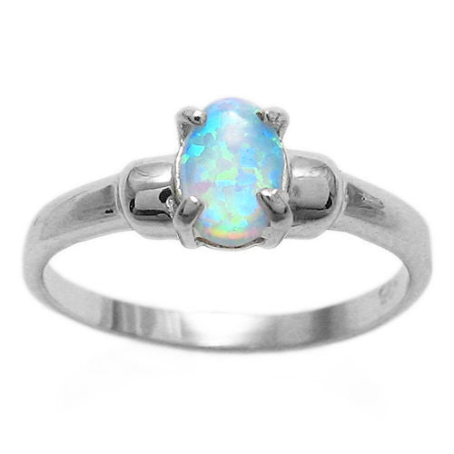 Dazzling sparkly oval opal in a plain sterling band | Wholesale sterling silver rings - Jewelry | Alternate photo
