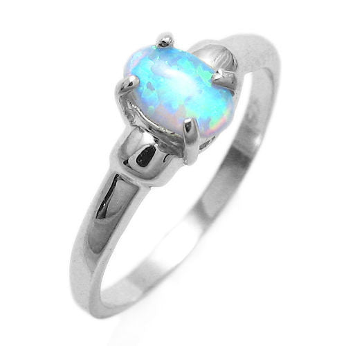 Dazzling sparkly oval opal in a plain sterling band | Wholesale sterling silver rings - Jewelry | Main photo