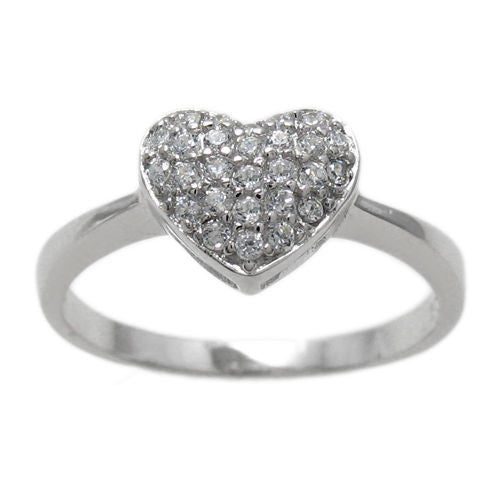 Little heart ring with micro pave set CZs | Wholesale sterling silver rings - Jewelry | Main photo