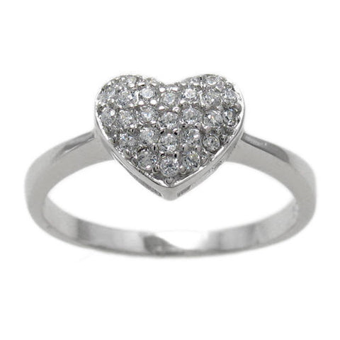 Little heart ring with micro pave set CZs | Wholesale sterling silver rings - Jewelry | Main photo