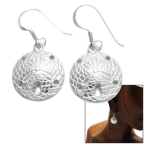 Charming and well detailed sand dollar hanging earrings | Wholesale 925 Sterling Silver Jewelry | Combo photo