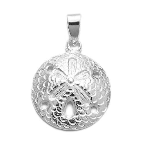 Adorable and well detailed sand dollar pendant | Wholesale 925 Sterling Silver Jewelry | Item photo