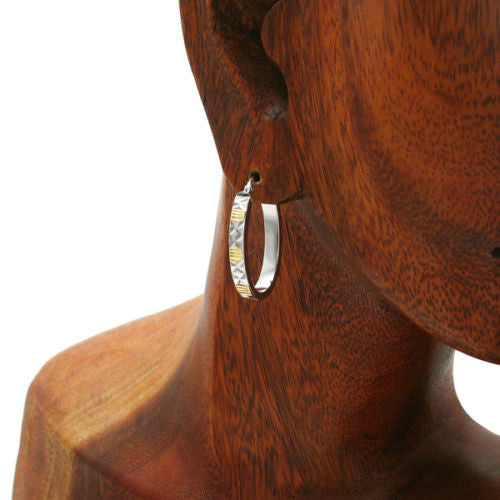 Dia Cut Design Oval Hoop Earrings in Silver and Gold | Wholesale Sterling Silver Jewelry | Alternate