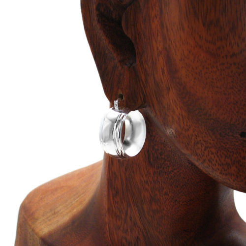 Stunning Dia Cut Edge Hoop Earrings in 27mm | Wholesale Sterling Silver Jewelry | Alternate