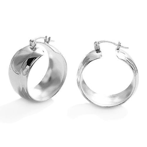 Stunning Dia Cut Edge Hoop Earrings in 27mm | Wholesale Sterling Silver Jewelry | Main