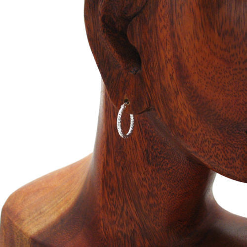Pretty Dia Cut Faceted Hoop Earrings in 16.5mm | Wholesale Sterling Silver Jewelry | Alternate