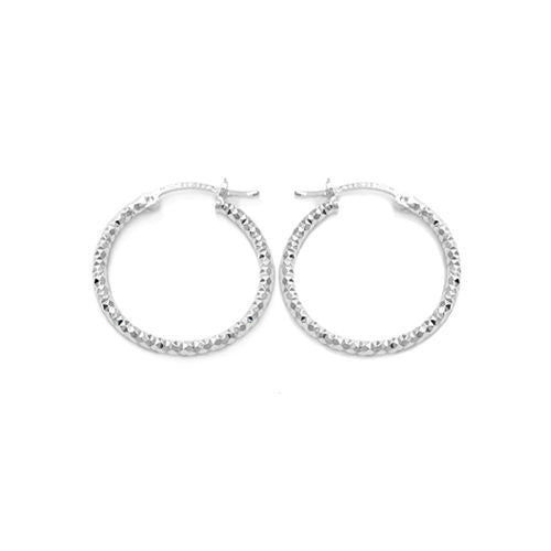 Pretty Dia Cut Faceted Hoop Earrings in 25mm | Wholesale Sterling Silver Jewelry | Main