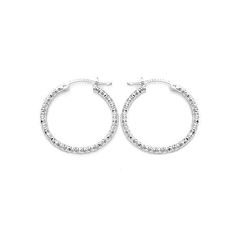 Pretty Dia Cut Faceted Hoop Earrings in 25mm | Wholesale Sterling Silver Jewelry | Main