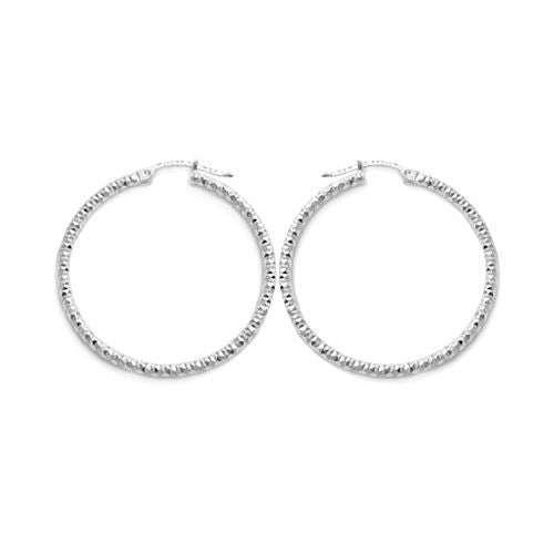 Pretty Dia Cut Faceted Hoop Earrings in 35mm | Wholesale Sterling Silver Jewelry | Alternate