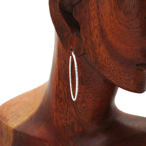 Pretty Dia Cut Faceted Hoop Earrings in 45mm | Wholesale Sterling Silver Jewelry | Alternate