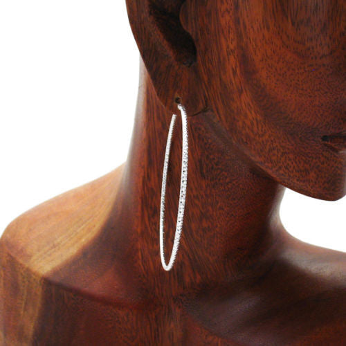 Pretty Dia Cut Faceted Hoop Earrings in 65mm | Wholesale Sterling Silver Jewelry | Alternate