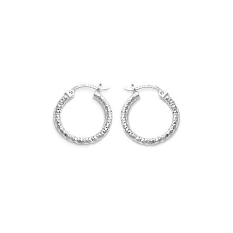 Dainty Dia Cut Faceted Hoop Earrings in 16.5mm | Wholesale Sterling Silver Jewelry | Main