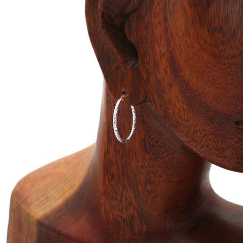 Pretty Dia Cut Faceted Hoop Earrings in 25mm | Wholesale Sterling Silver Jewelry | Alternate