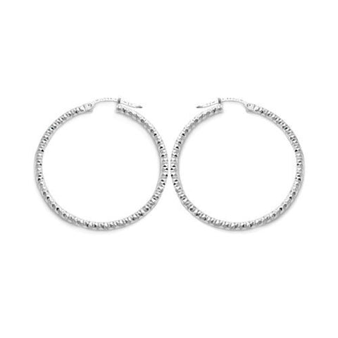 Gorgeous Dia Cut Faceted Hoop Earrings in 35mm | Wholesale Sterling Silver Jewelry | Main