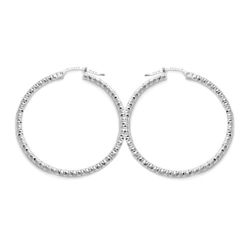 Elevated Pretty Dia Cut Faceted Hoop Earrings in 45mm | Wholesale Sterling Silver Jewelry | Main