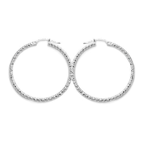 Elevated Pretty Dia Cut Faceted Hoop Earrings in 45mm | Wholesale Sterling Silver Jewelry | Main