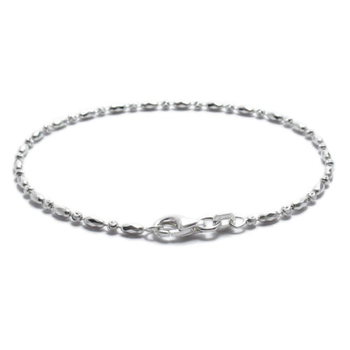 Dressy Dia-Cut Faceted Rice & Moon Bead Bracelet 2mm - 2 Lengths | Wholesale Sterling Silver Jewelry | Alternate