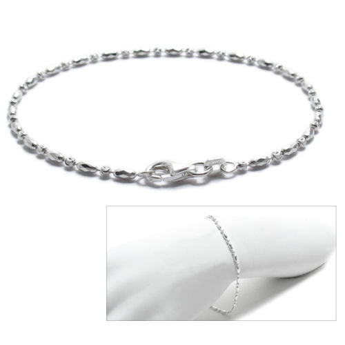 Dressy Dia-Cut Faceted Rice & Moon Bead Bracelet 2mm - 2 Lengths | Wholesale Sterling Silver Jewelry | Main