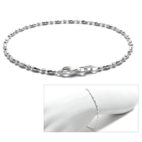 Dressy Dia-Cut Faceted Rice & Moon Bead Bracelet 2mm - 2 Lengths | Wholesale Sterling Silver Jewelry | Main