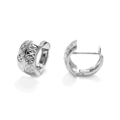 Dashing Dia Cut Stars and Circles Snap Huggie Earrings | Wholesale Sterling Silver Jewelry | Main