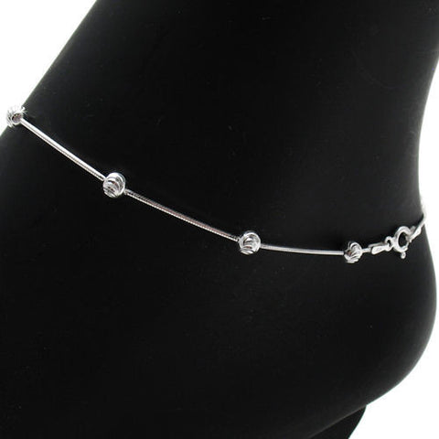 Pretty Diamond Cut Ball Anklet in 3 Lengths | Wholesale Sterling Silver Jewelry