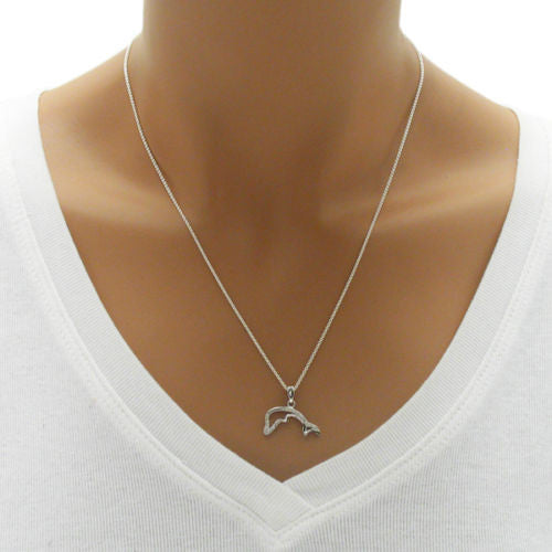 Charming Dolphin Pendant with Gorgeous Diamonds | Wholesale 925 Sterling Silver Pendant - Jewelry | Alternate