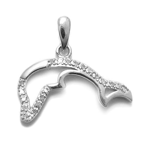 Charming Dolphin Pendant with Gorgeous Diamonds | Wholesale 925 Sterling Silver Pendant - Jewelry | Alternate