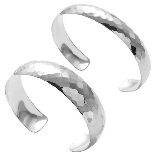 Glamorous Diamond Faceted 7" Cuff Bangle Bracelet - 2 Widths | Wholesale 925 Sterling Silver Jewelry | Main