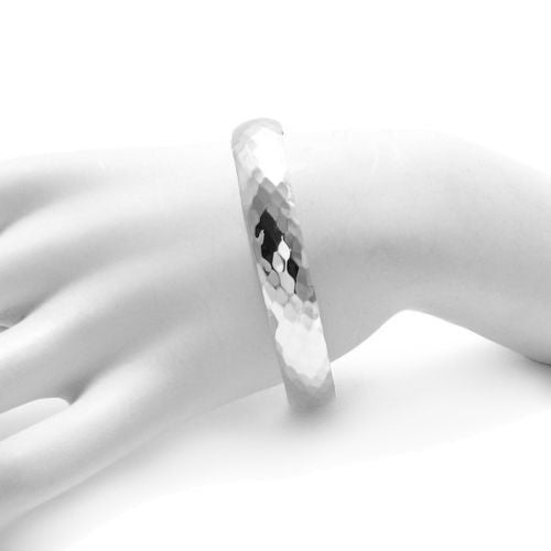 Glamorous Diamond Faceted 7" Cuff Bangle Bracelet - 11mm | Wholesale 925 Sterling Silver Jewelry | Alternate