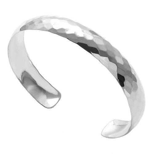 Glamorous Diamond Faceted 7" Cuff Bangle Bracelet - 11mm | Wholesale 925 Sterling Silver Jewelry | Alternate