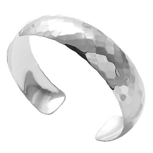 Glamorous Diamond Faceted 7" Cuff Bangle Bracelet - 15mm | Wholesale 925 Sterling Silver Jewelry | Alternate