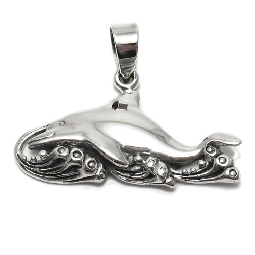 Dashing Dolphin Swimming with the Waves Pendant | Wholesale 925 Sterling Silver Pendant - Jewelry | Main