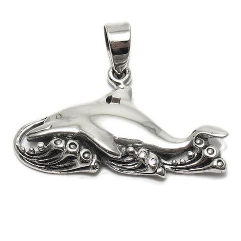 Dashing Dolphin Swimming with the Waves Pendant | Wholesale 925 Sterling Silver Pendant - Jewelry | Main