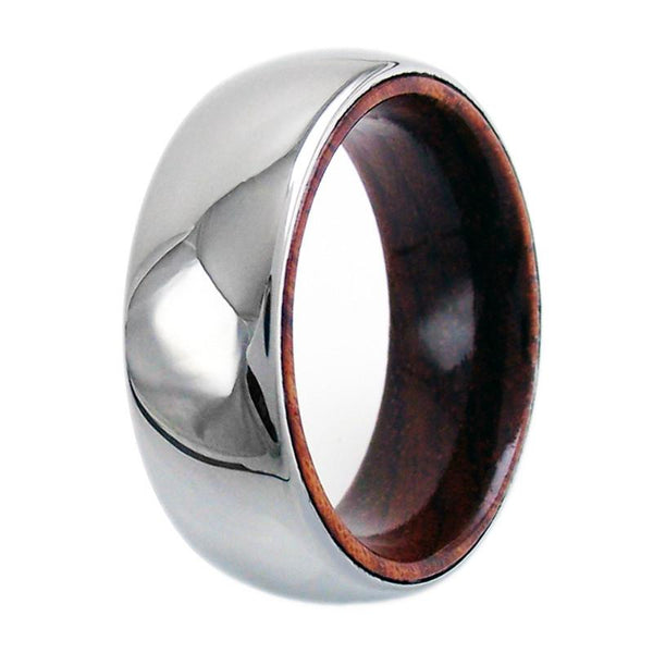 Dome ring with wood inner band & tungsten outer band | Wholesale Tungsten Rings - Wedding Bands | Main photo
