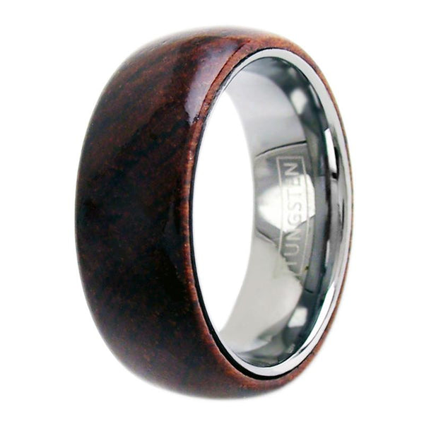 Dome ring with wood outer band & tungsten inner band | Wholesale Tungsten Rings - Wedding Bands | Main photo