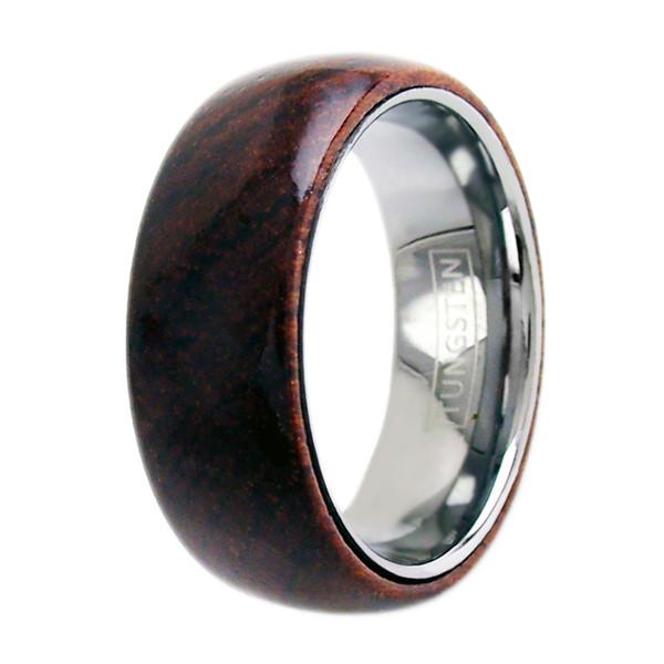 Dome ring with wood outer band & tungsten inner band | Wholesale Tungsten Rings - Wedding Bands | Small photo
