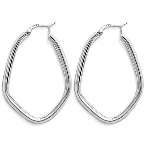 Pretty Edged Tear Drop Hoop Earrings | Wholesale Sterling Silver Jewelry | Main