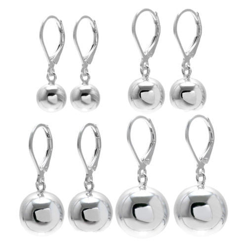Classic latch back ball earrings. Available in 4 sizes | Wholesale 925 Sterling Silver Jewelry