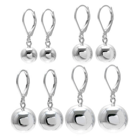Classic latch back ball earrings. Available in 4 sizes | Wholesale 925 Sterling Silver Jewelry
