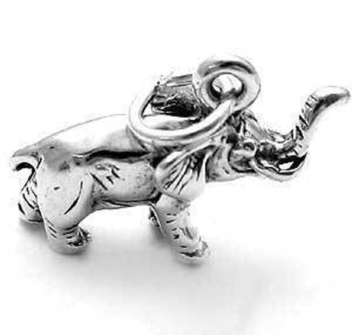 Elephant Charm in Large 3D Sterling Silver.