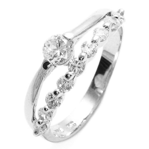 Stunning modern band ring with round cut center CZ | Wholesale sterling silver rings - Jewelry | Main photo