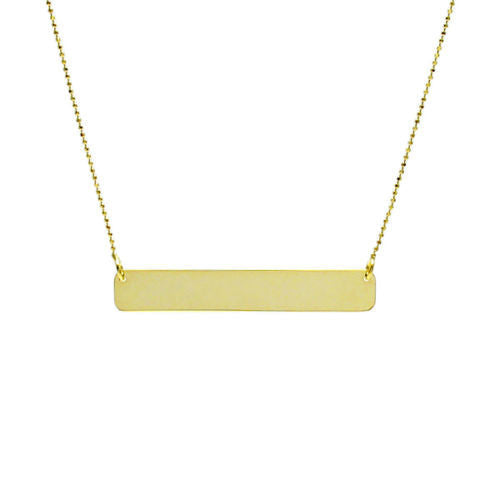 14K gold plated engravable horizontal rectangular bar necklace | Wholesale 925 Sterling Silver Jewelry | Item photo