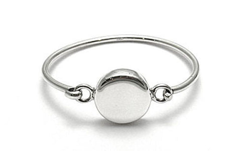 Chic Child's Cuff Bracelet with Engravable Round Disc - 6 Inch | Wholesale 925 Sterling Silver Jewelry | Main